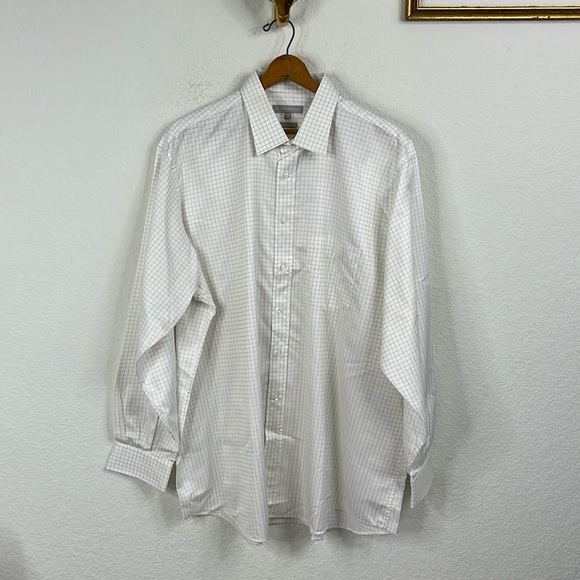 Alain Figaret Gridded Pocket Button Down Shirt Double Retors Size 18L - Picture 2 of 7